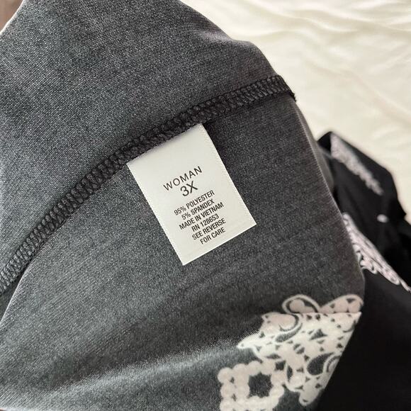 NWT Roz & Ali Plus Size Black Boho Wide Leg Pant Plus Sz 3X Casual Stretch - Picture 7 of 9